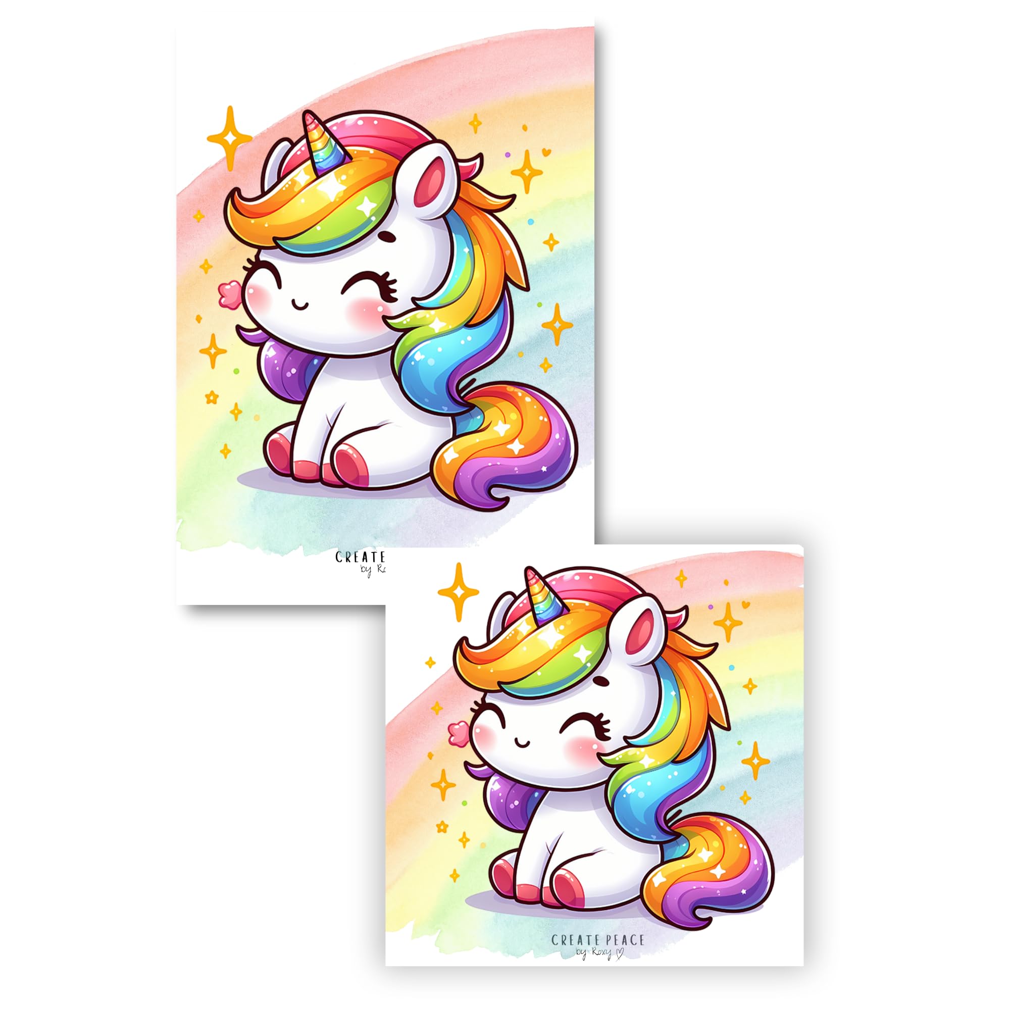 Set of 2 Laminated Colouring Book Page Protectors. Stops Bleed Through. Free Alcohol Cleaning Wipes Included! (Unicorn 2) — image 1