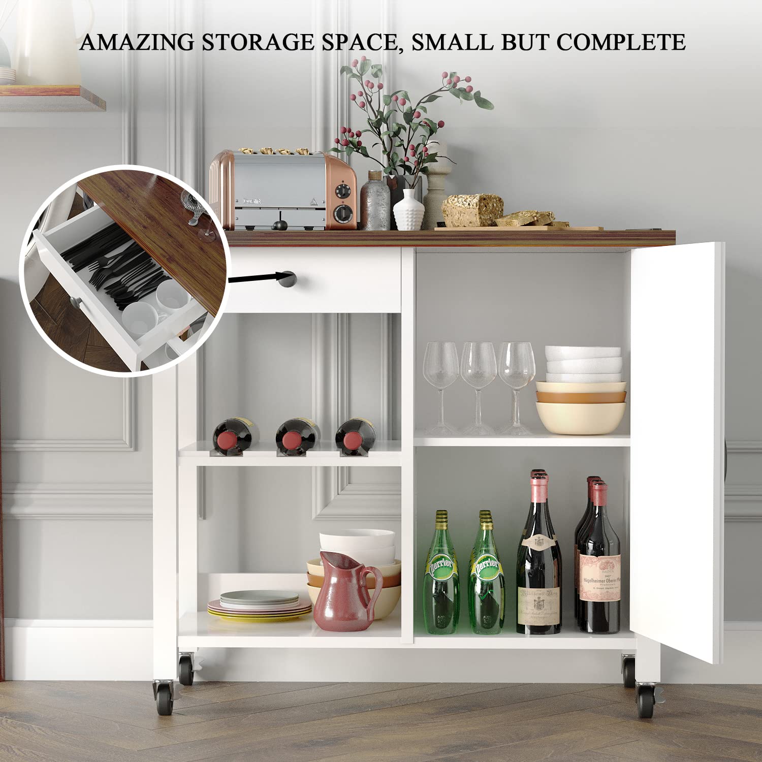 Buy Kitchen Island on Wheels , White Kitchen Island with Barn Door