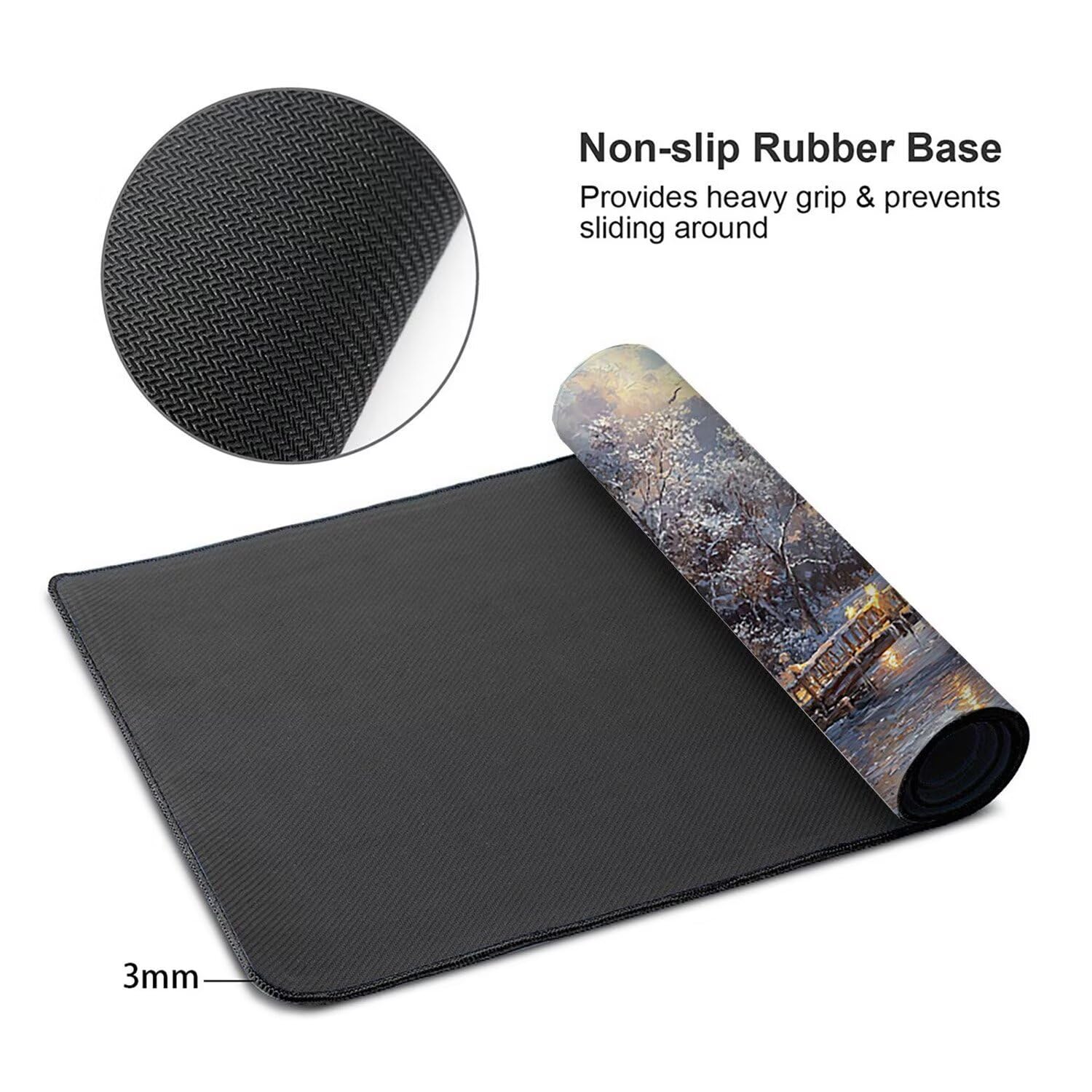 Podkładka pod mysz do gier XXL Mousepad 1000 x 500 mm, duża podkładka pod biurko z antypoślizgową gumową podstawą dla graczy, poprawia precyzję i szybkość (krajobraz śniegu) X-929