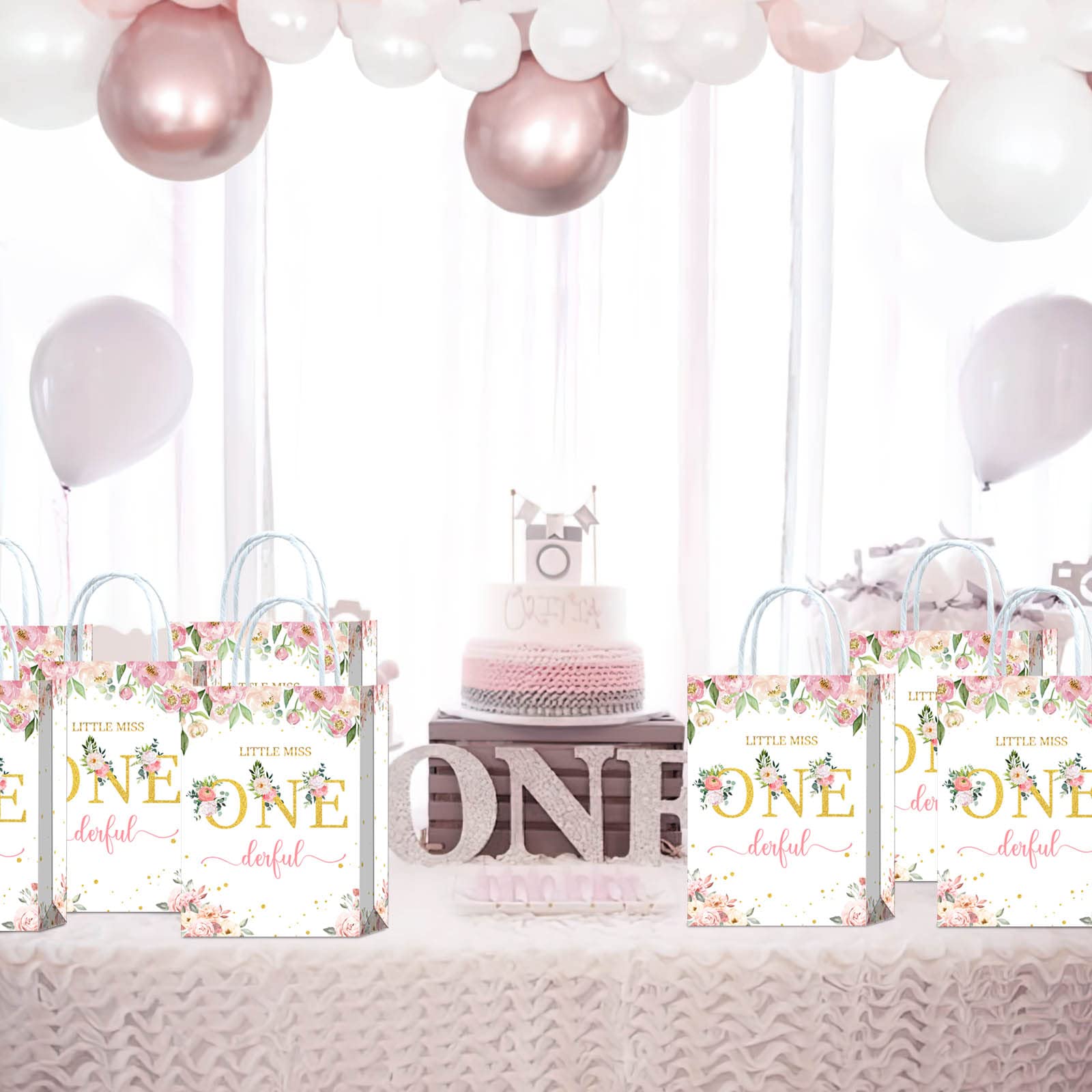 Big Dot Of Happiness 1st Birthday 'Little Miss Onederful' Goodie Bags - Set Of 12, DIY Fillable Party Favor Boxes - View #7