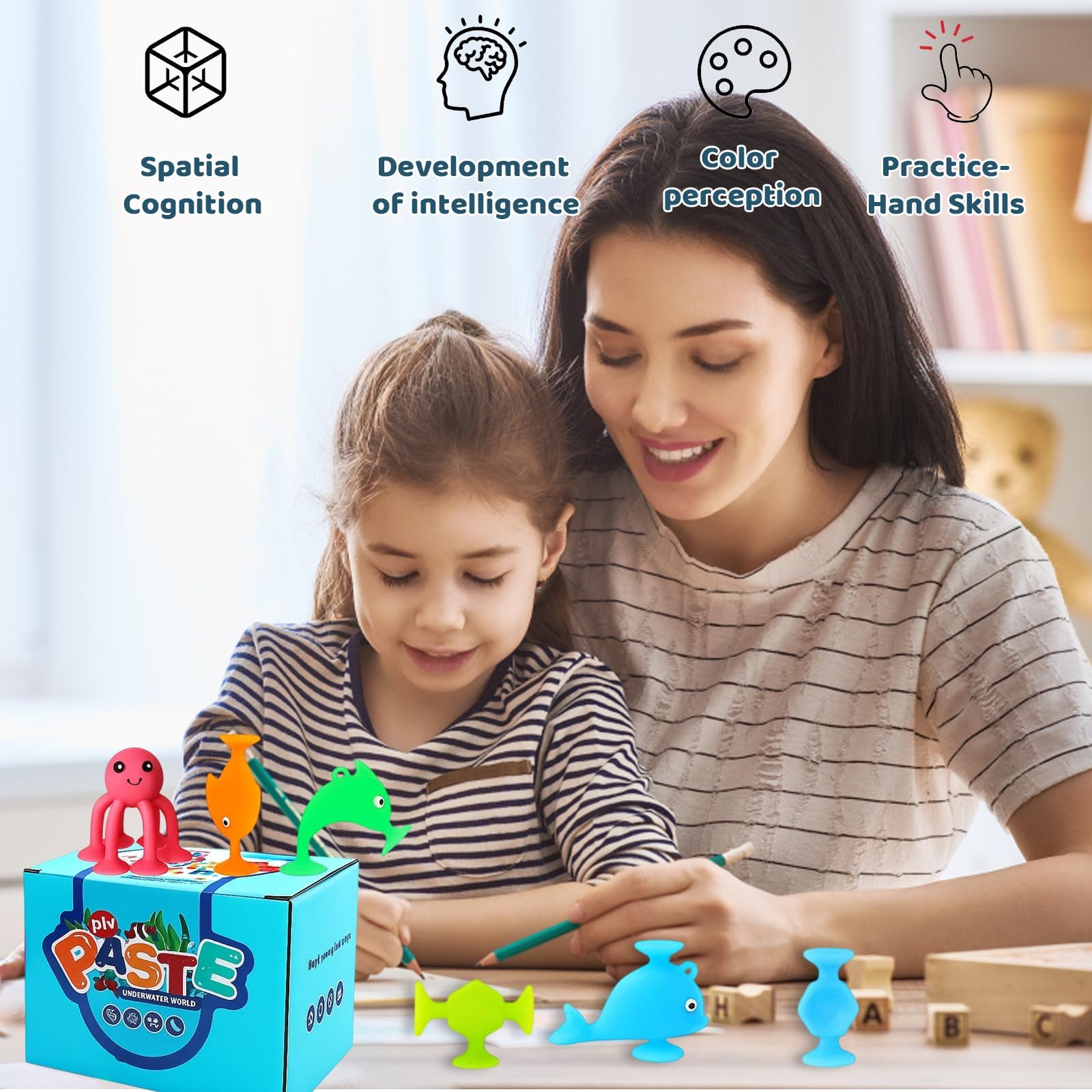 32 PCS Suction Toys, Bath Toy Set, Vibrant 5cm Sensory Water Play for Imaginative Fun and Learning, 10 cm x 10 cm x 1 cm - Image 4