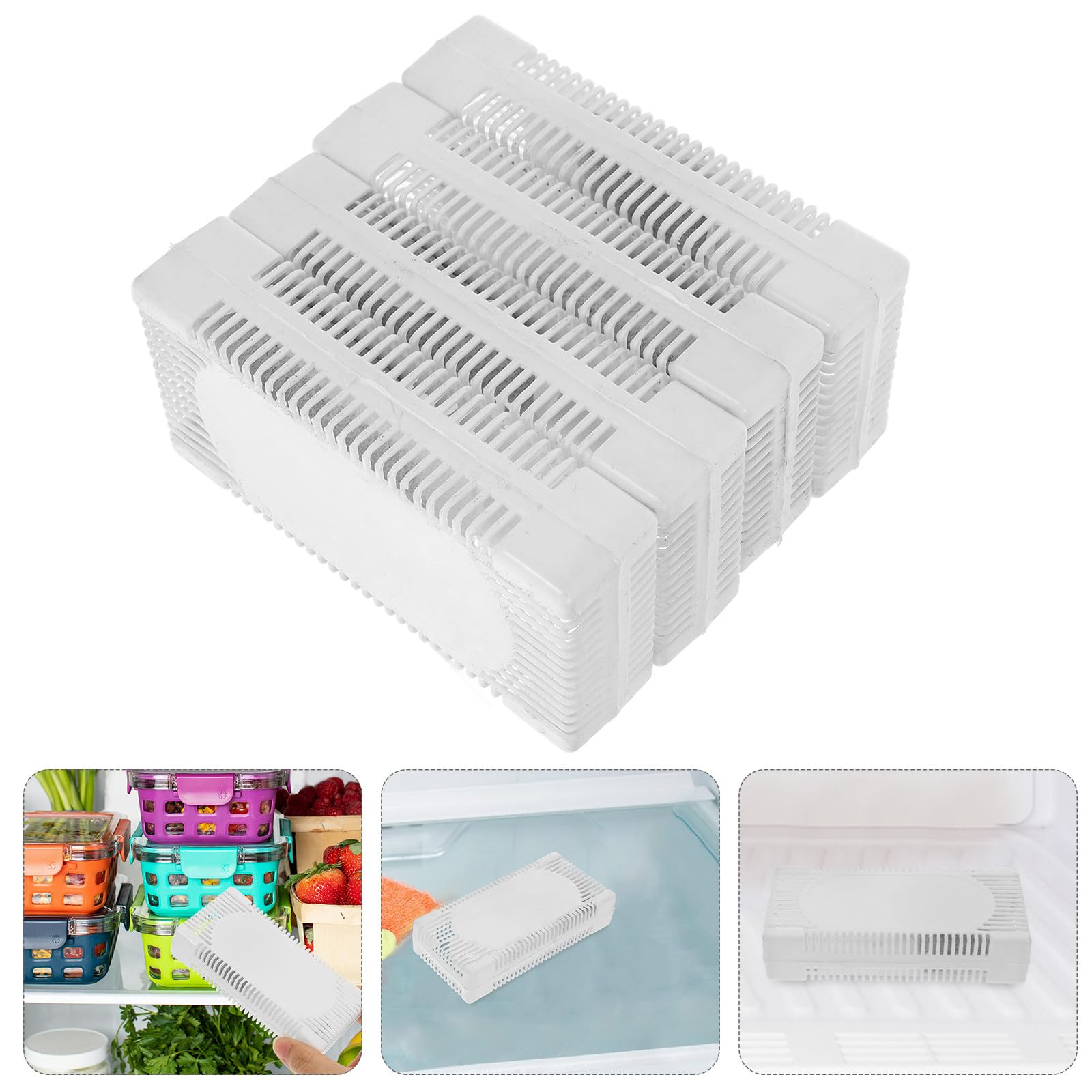 Alipis Deodorante per Frigorifero 4 Pezzi Carbone Attivo Bianco, Leggero e Facile da Trasportare, Eliminatore di Cattivi Odori per Casa e Congelatore