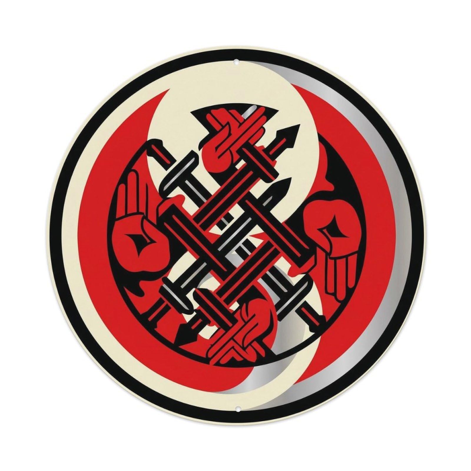 Taoist Sword Seal Ritual Tools Protective Mystic Symbol Metal Tin Sign Plaque Wall Decor for Cafe, Man Cave, Club Bar, Office, Home Garden Round Metal Poster 8x8Inch