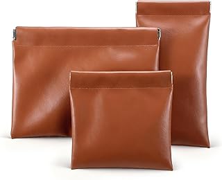 3 Pack Snap Closure Leather Pouch Purse Makeu...