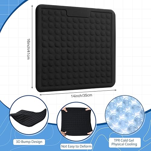 Miniatura 2 de Datanly Paquete de 3 cojines de gel para asiento de gel negro transpirable para silla de oficina sentado suave y refrescante cojín de asiento para