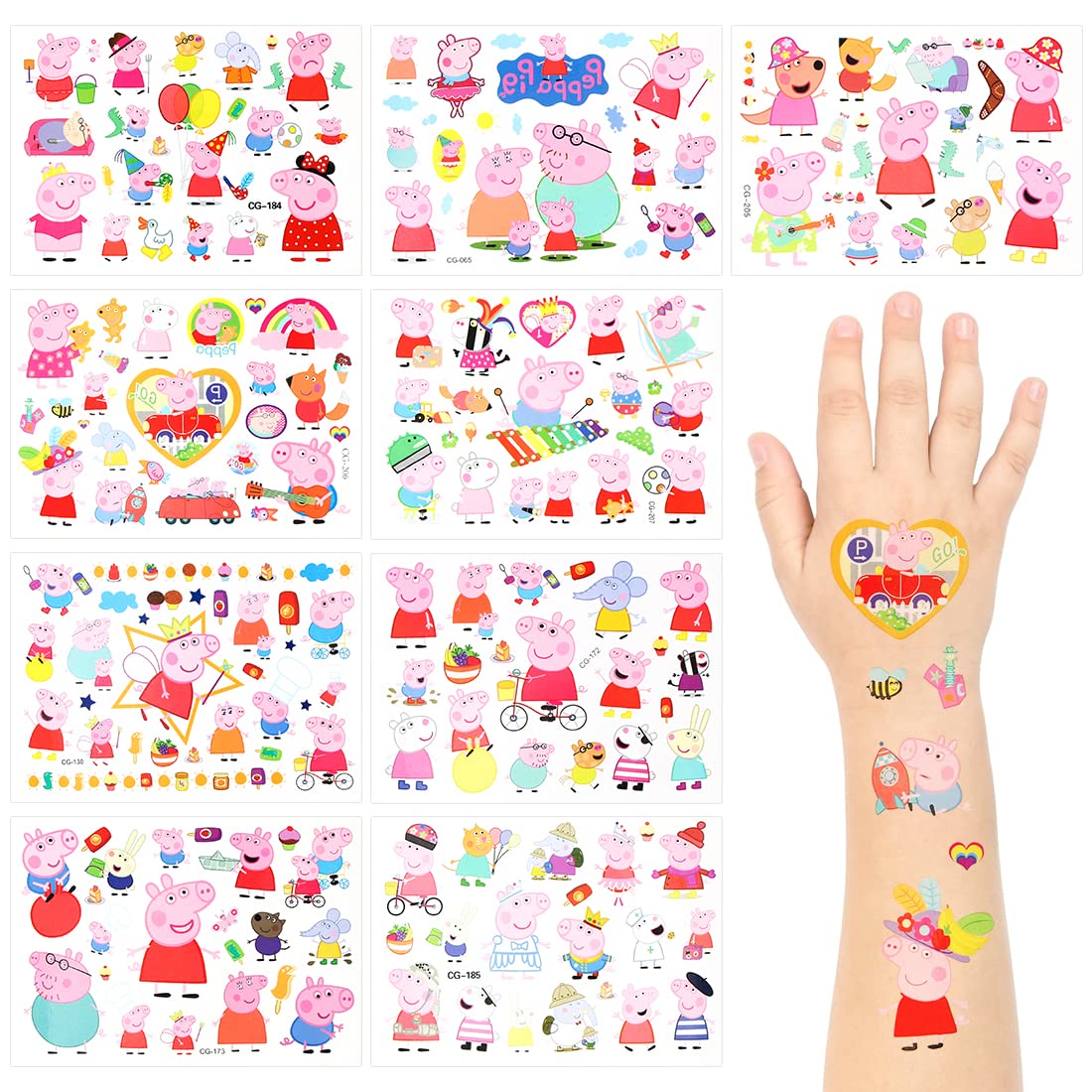Tatuajes Temporales Niños, 9 Hojas Tatoos Infantiles, Calcamonias para Niños Tatuajes, Kit Tatuajes Temporales para Niño Niña, Tatoos Temporales Niños, para Cumpleaños, Fiesta Temática