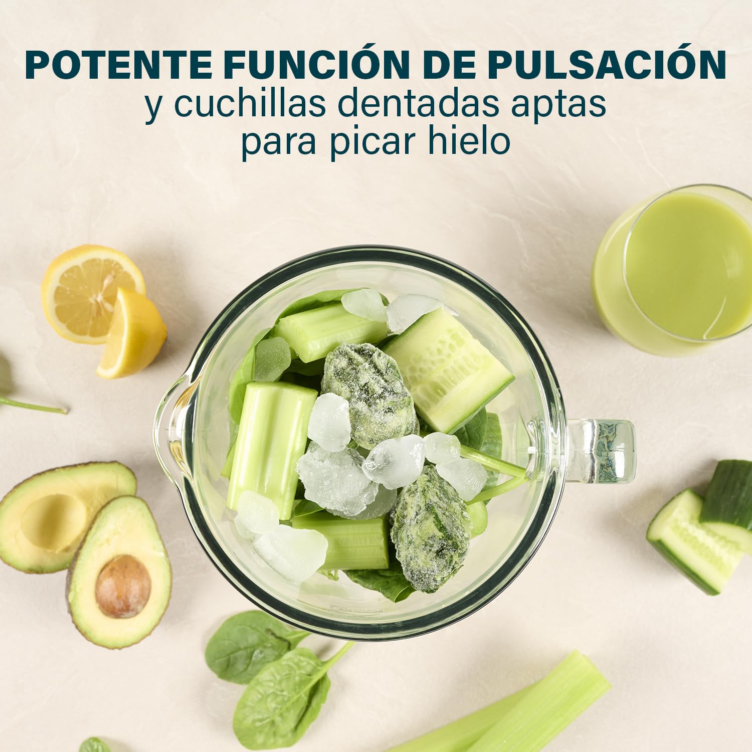 Princess 212091 Batidora de vaso de acero inoxidable, Cuatro ajustes de velocidad, función de pulso, 1,5 L, 6 cuchillas de acero inoxidable, 1000 W