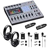 Zoom PodTrak P8 Portable Podcast Recorder, (2) Movo PM10 Lavalier Microphone, (2) BOYA 35C-XLR to 3.5mm, (2) Presonus HD9 Headphones Bundle
