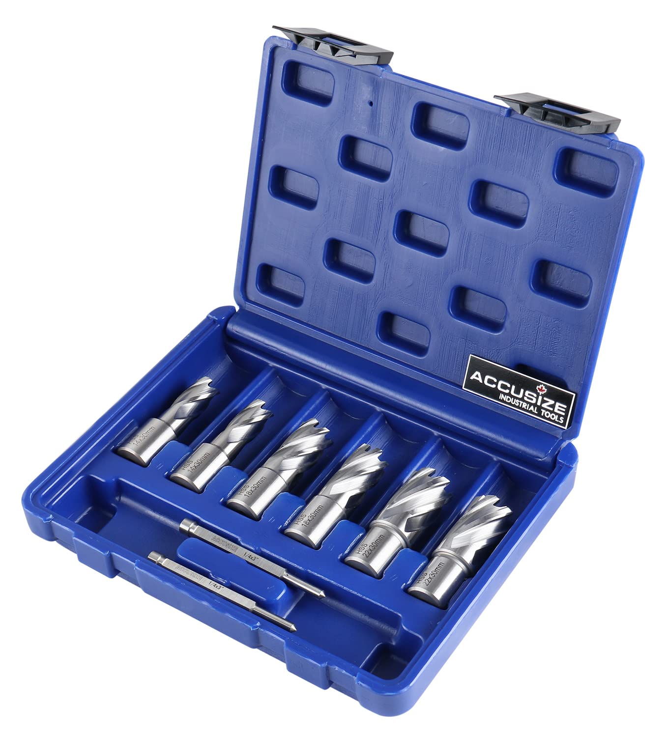 Accusize Utensili Industriali Slugger Cutter Set 14, 18, 22mm Diametro di taglio; 30mm Profondità di taglio, 0519-0030
