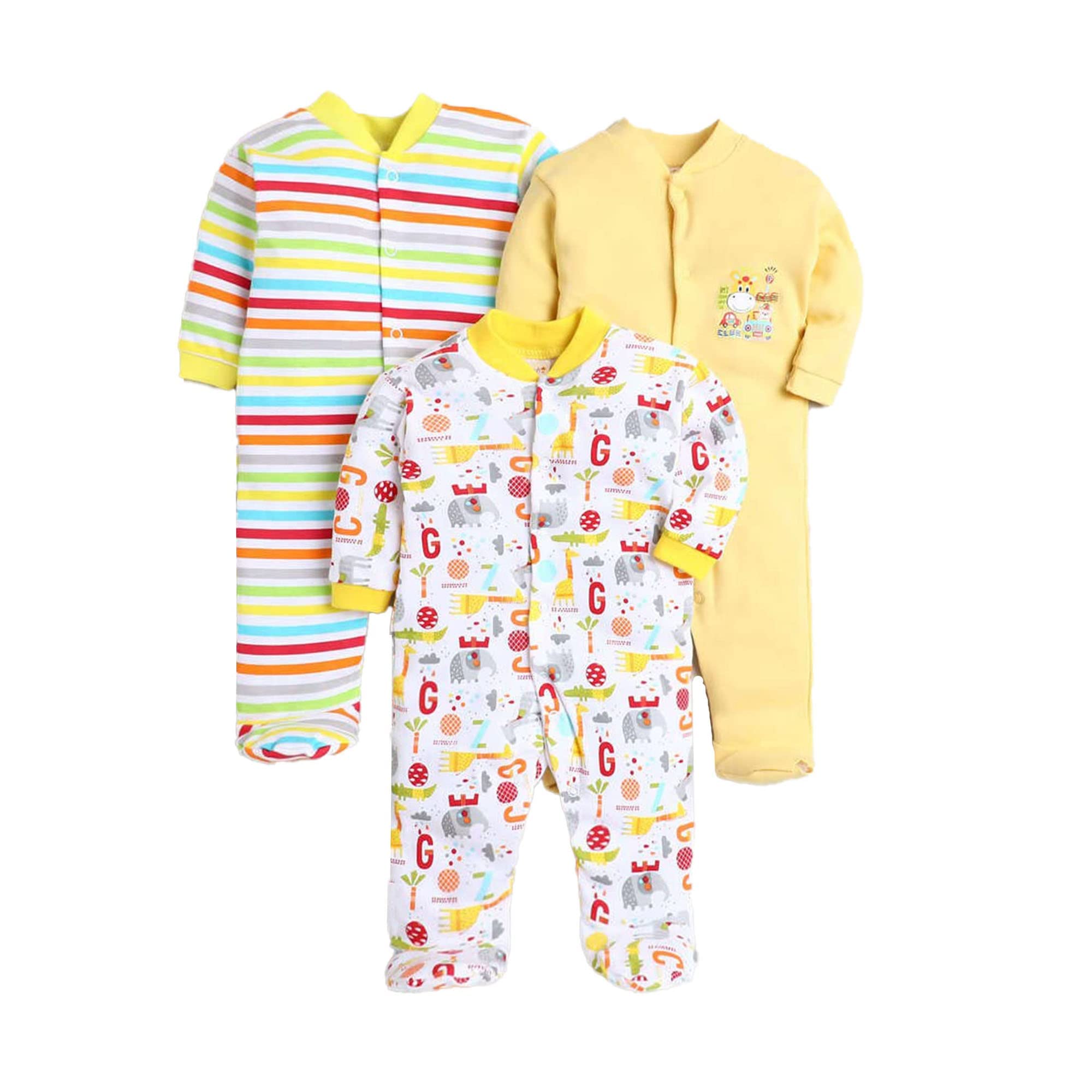 EIO100% Cotton Rompers/Sleep Suits/Jumpsuit/Night Suits for Baby Boys & Girls, Infants, New Born Pack of 3