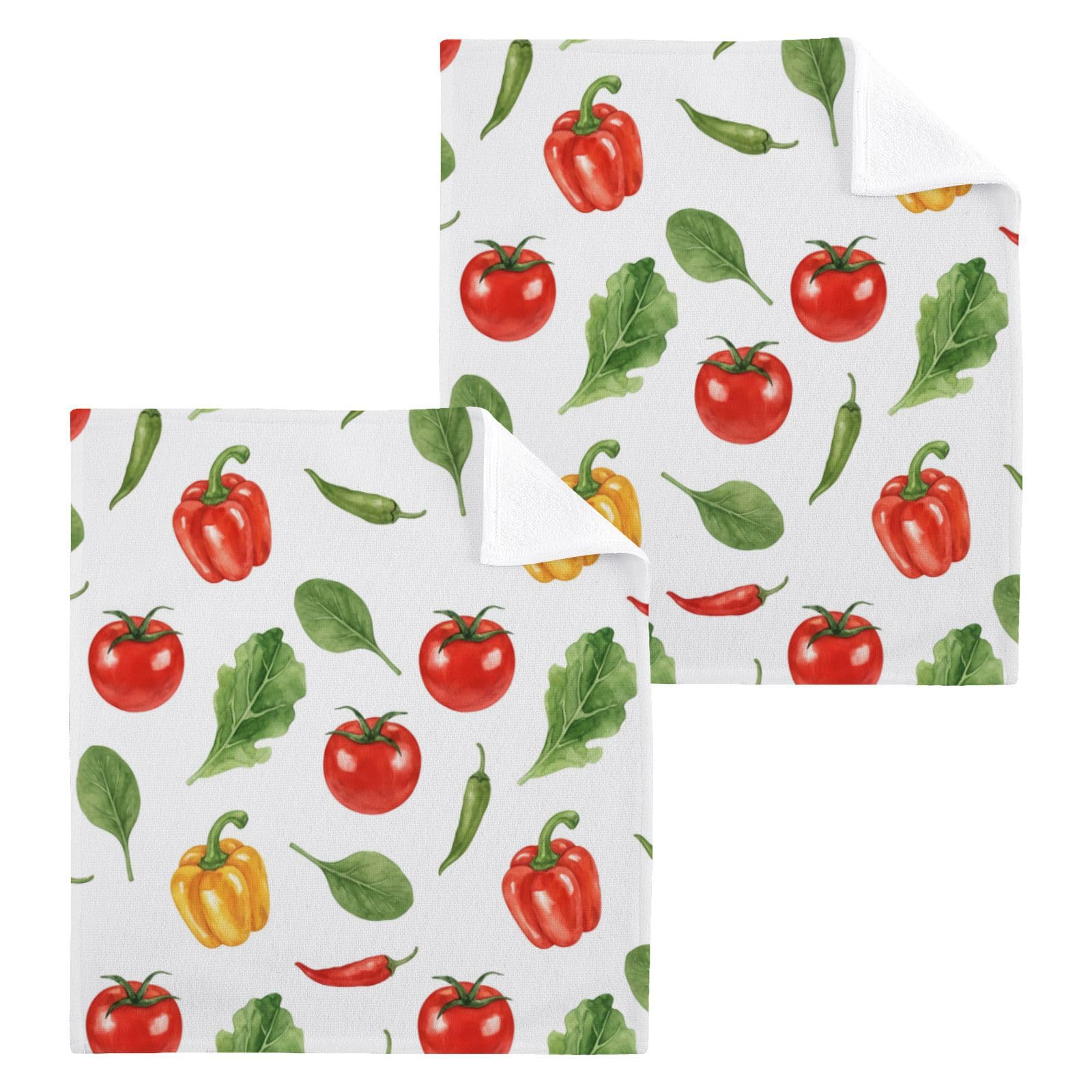 BOESI Veggie 12x12in Cotton Washcloth,Soft Absorbent Face Towel