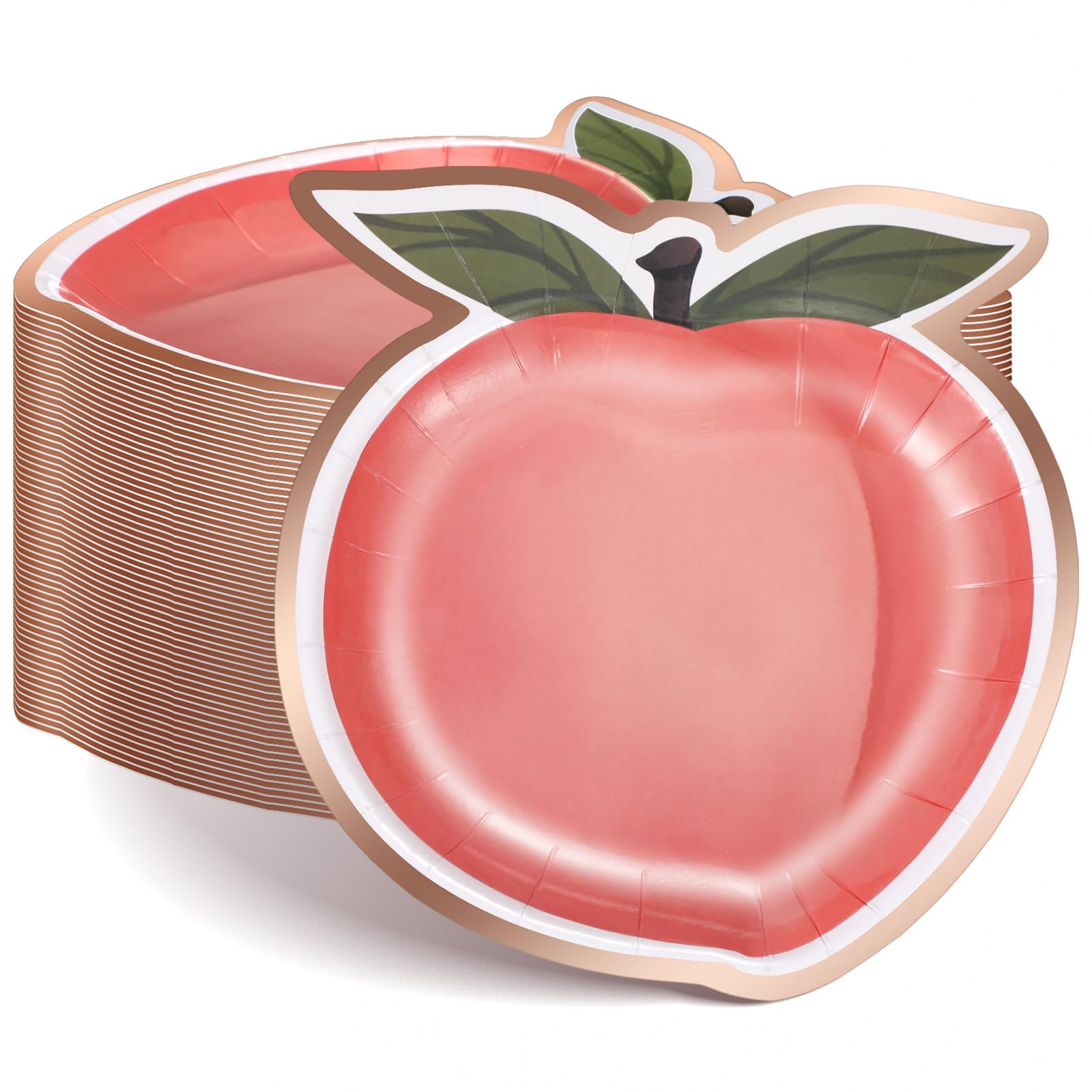 Zhehao 100 Pcs Peach Paper Plates Bulk Peach Party Decorations 7" Disposable Paper Plates for Tableware Peach Fruit Party Supplies Peach Themed Party