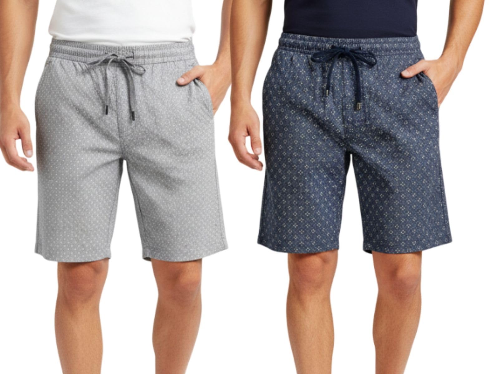 Men's Pure Cotton Combo Bermuda Shorts – Elastic Waist, 2 Side Pockets, 1 Back Pocket