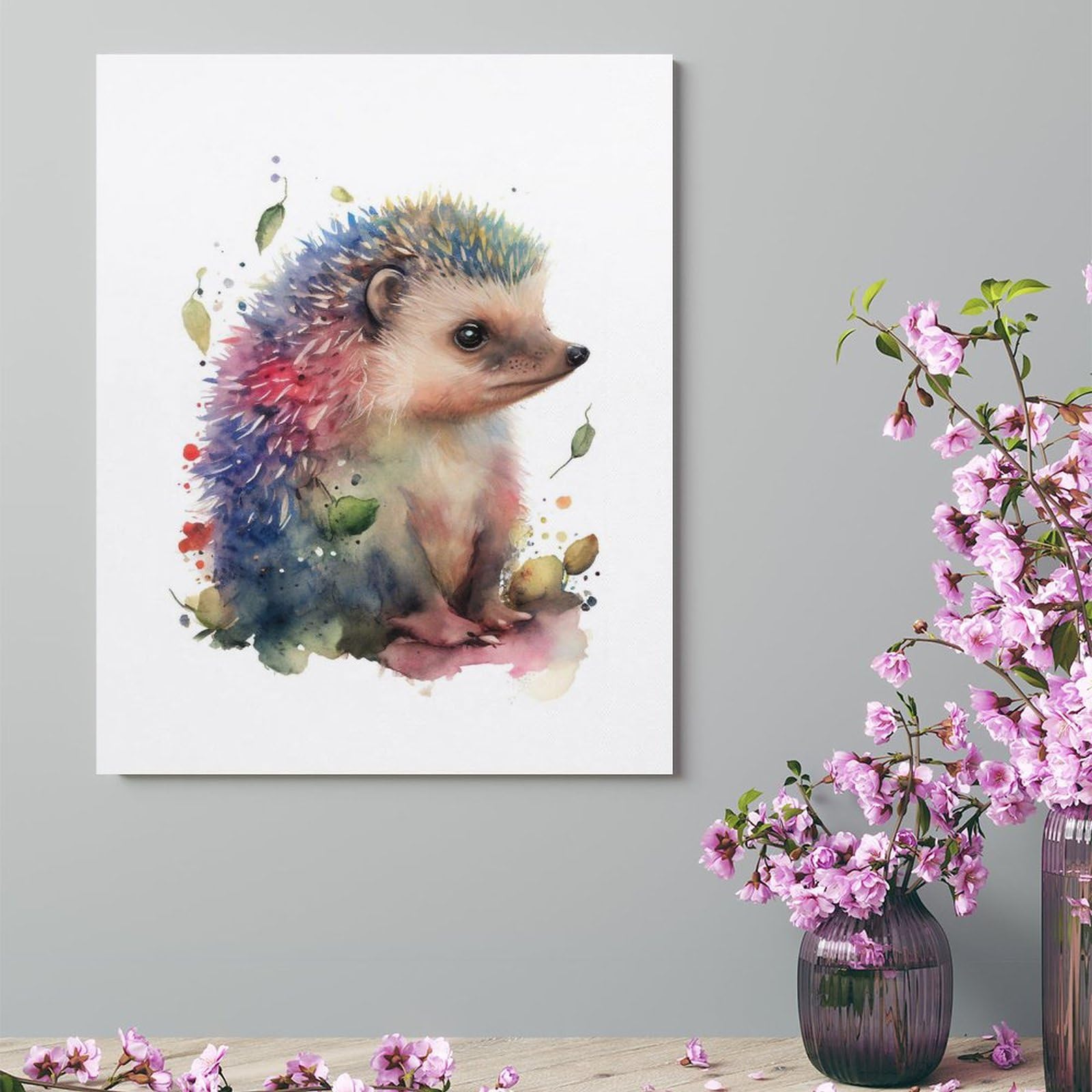 Amazon.co.jp: 絵画 かわいいハリネズミの水彩画インテリア 絵画