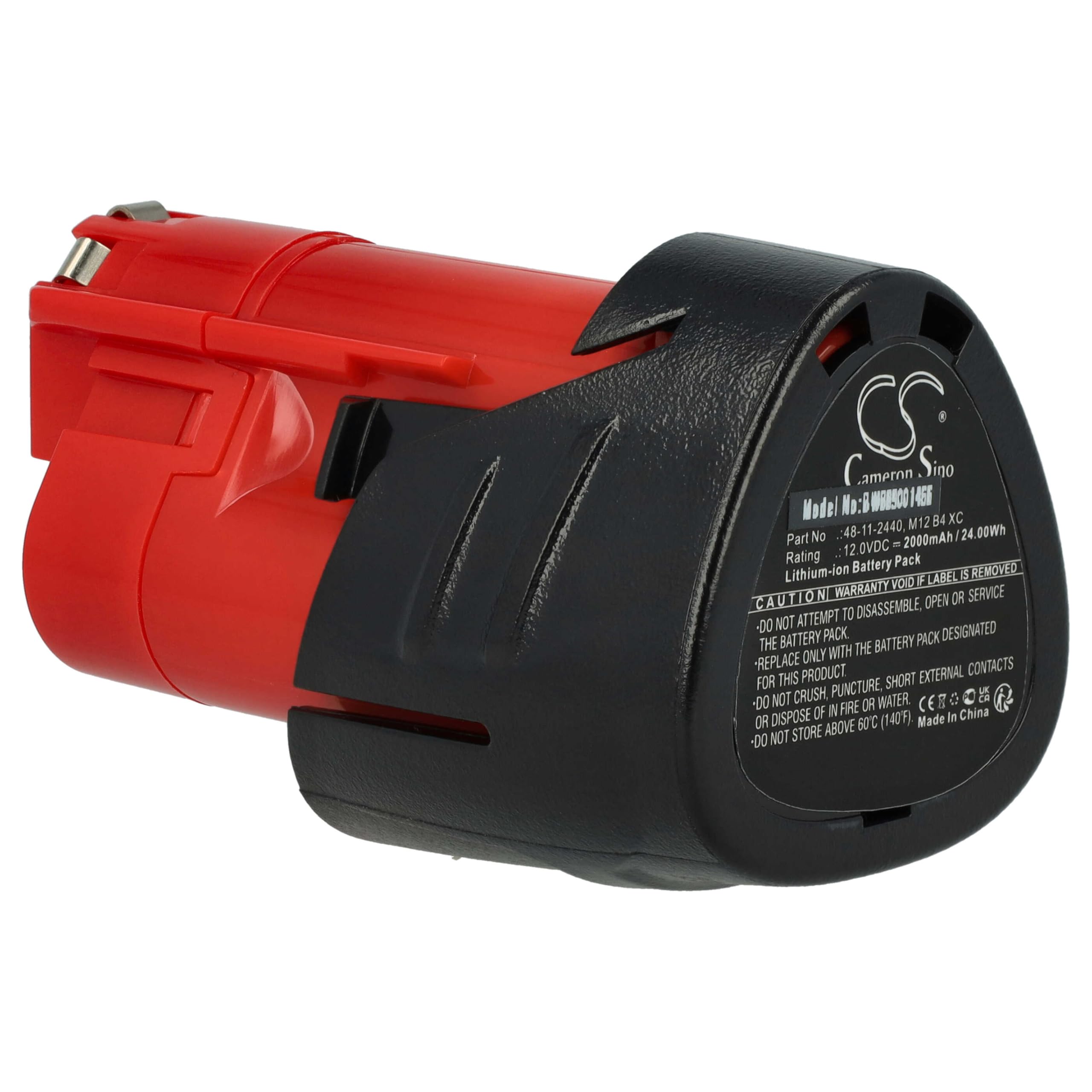 vhbw Battery compatible with Milwaukee M12 CDD-202C, CDD-602X, CH, CH-0, CH-202C, CH-602X, CHZ, CHZ-0 Power Tools (2000 mAh, Li-ion, 12 V)