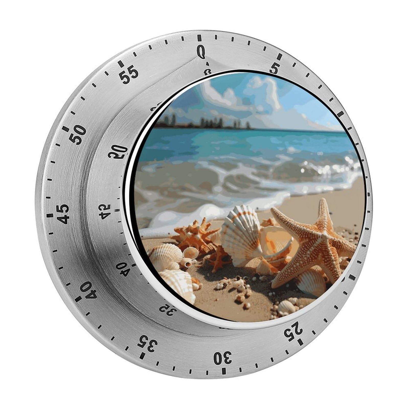 Adfgyerh Style Seashells Starfish On Beach Timer For Cooking, Kitchen Timer Magnetic No Batteries Required, Mechanical Timer With Loud Alarm, For Fitness Baking Exercise Oven