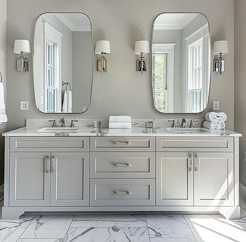 Miniatura 6 de ANDY STAR Espejo ovalado de níquel cepillado, espejo ovalado de 24 x 32 pulgadas para baño, espejo de baño oblongo, níquel cepillado para sobre el