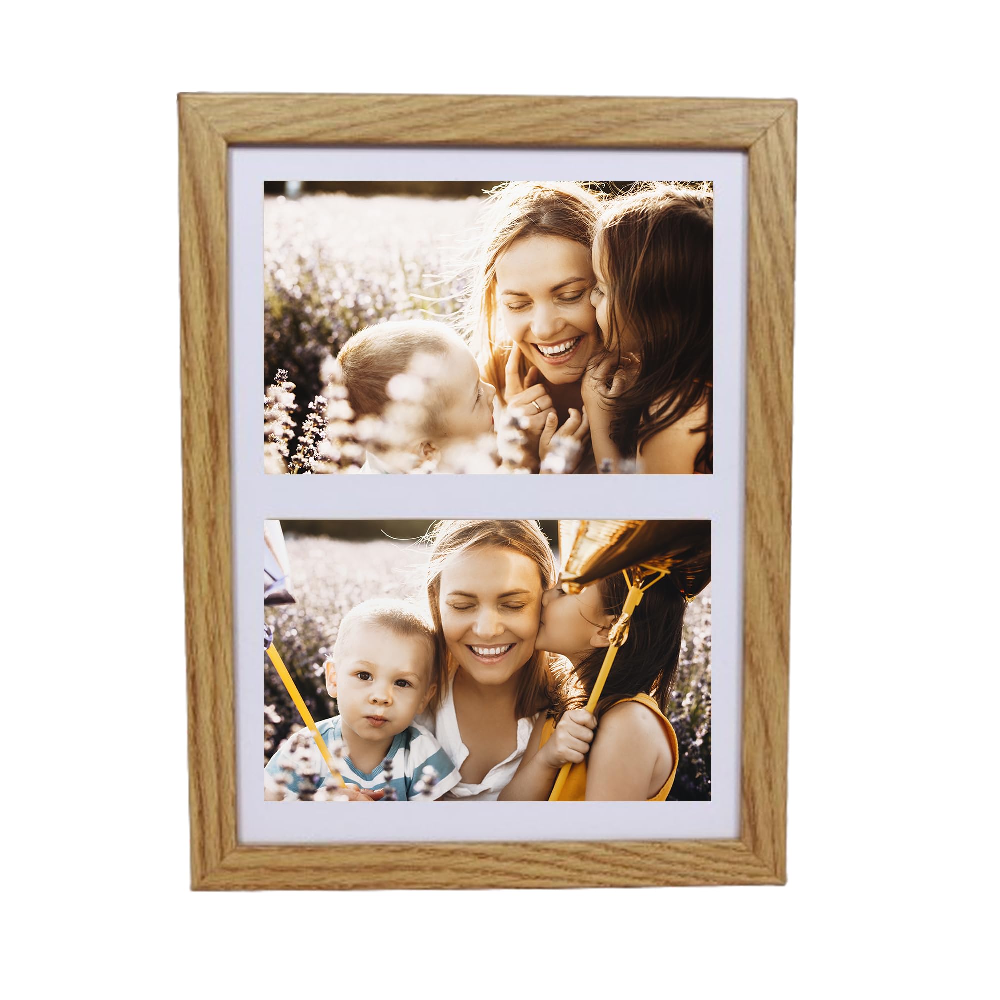 Deknudt Frames S65KQ2-10.0X15.0 - Cornice portafoto, a 2 vani, con passepartout doppio, in legno color marrone 34 x 24,5 x 2,3 cm