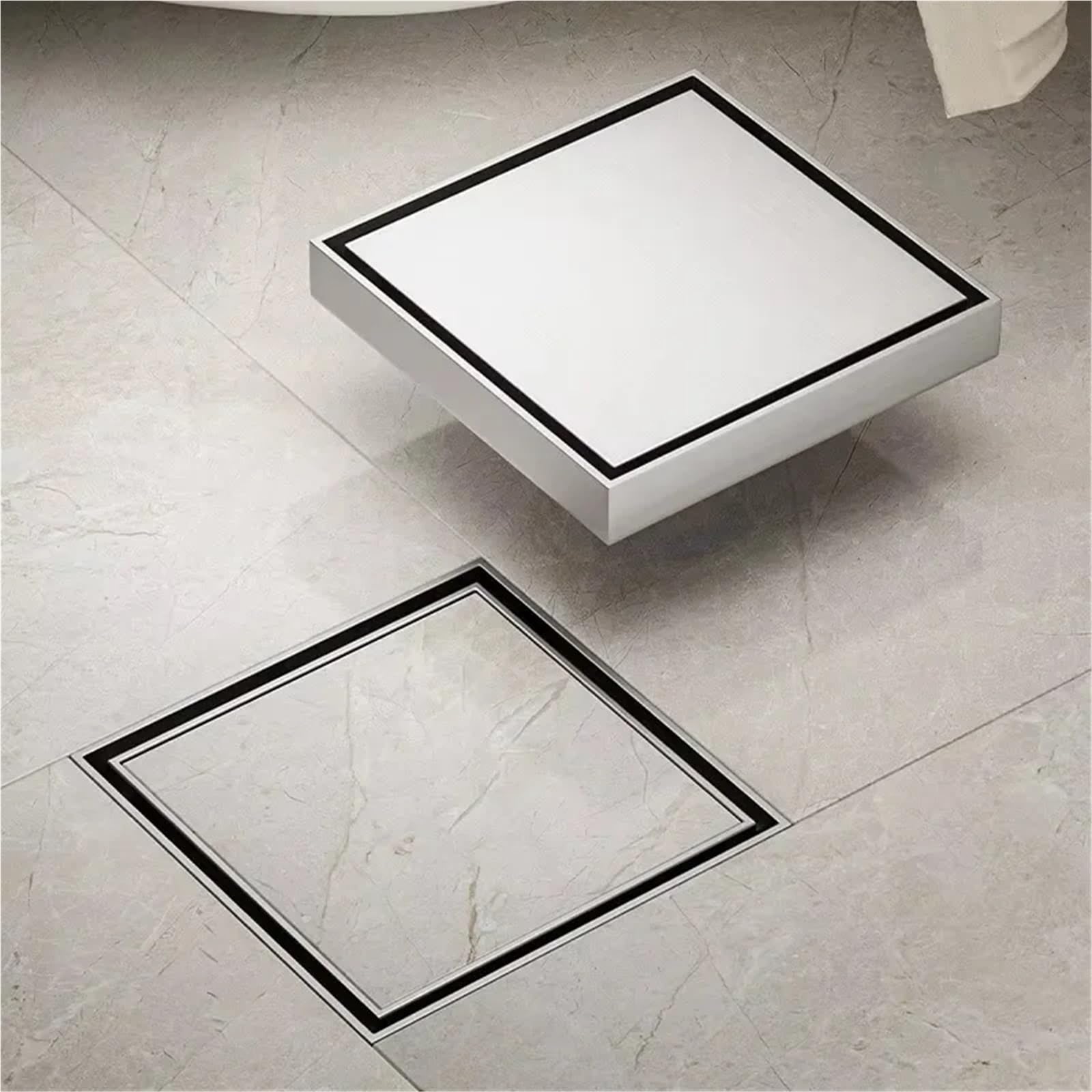 Drenaje De Suelo Desagüe de Suelo Invisible con Azulejos en el baño Acero Inoxidable 304 Desodorante para Lavabo(15cm x15cm Gold)