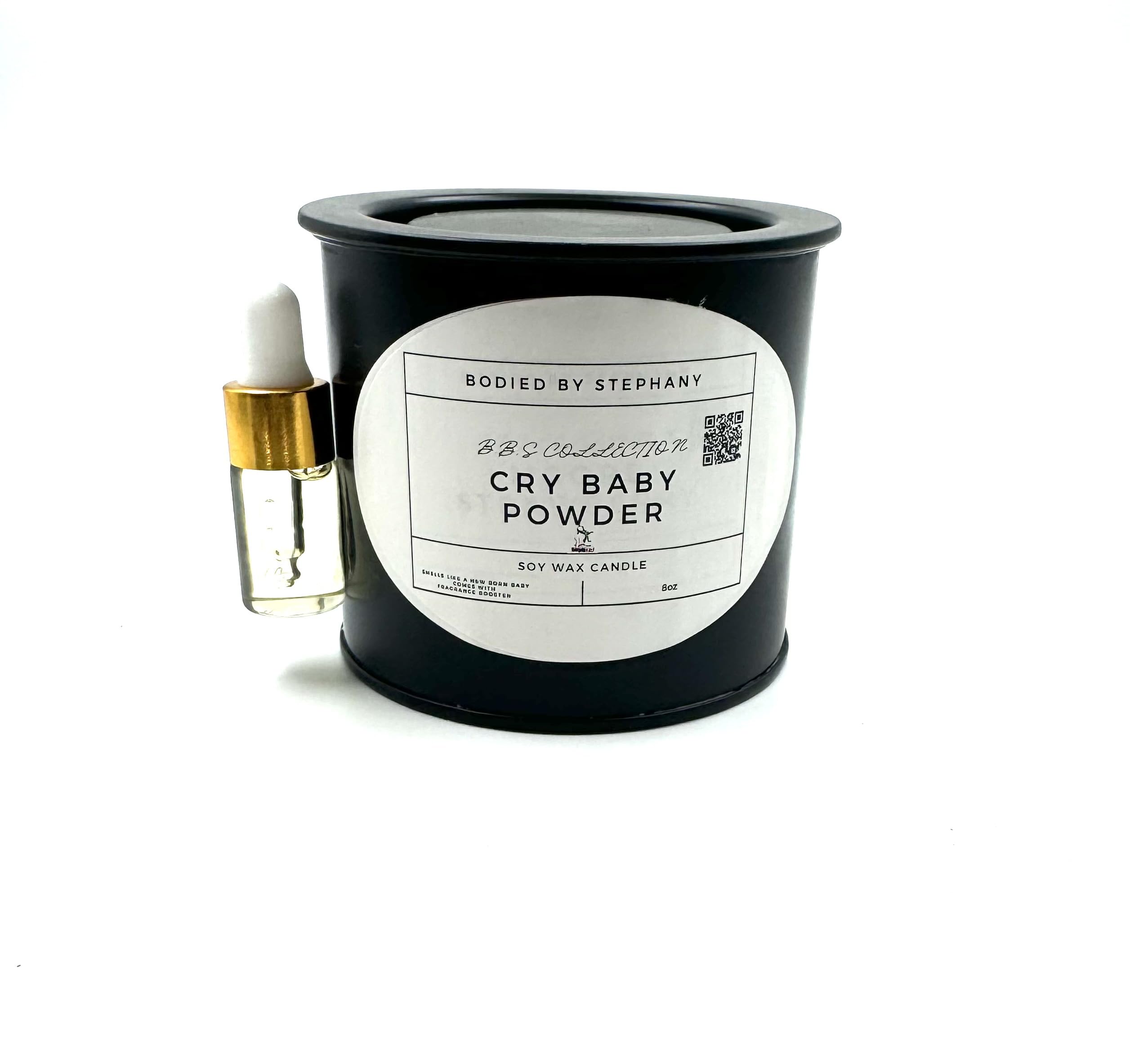 Cry Baby Powder Candle is Hand Made by Bodied by Stephany. The Candle is Part of The B.B.S Collection. These Come with a Scent Booster to enhace The Smell. It has The Fresh Smell of Baby Powder.