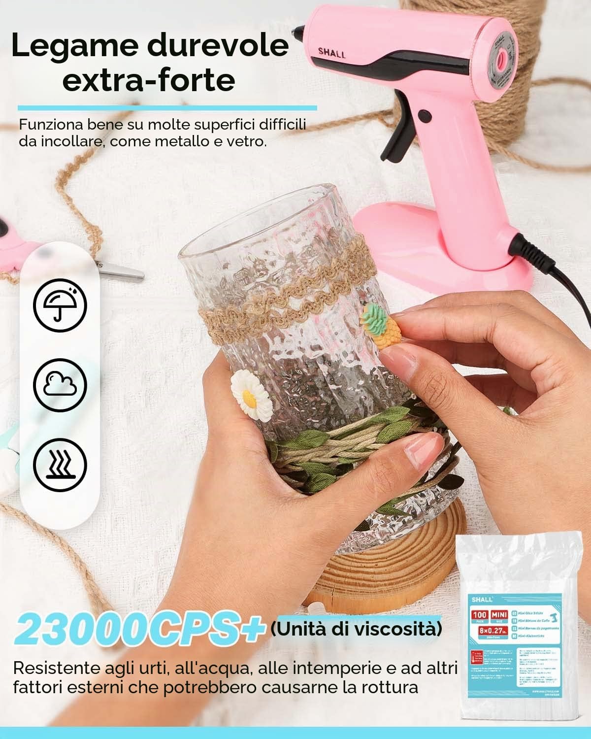 SHALL mini bastoncini di colla a caldo, 0,27" x 8" （7mm x 200mm）, confezione da 100 bastoncini trasparenti per pistola per colla a caldo, multiuso per bambini e adulti per il fai-da-te