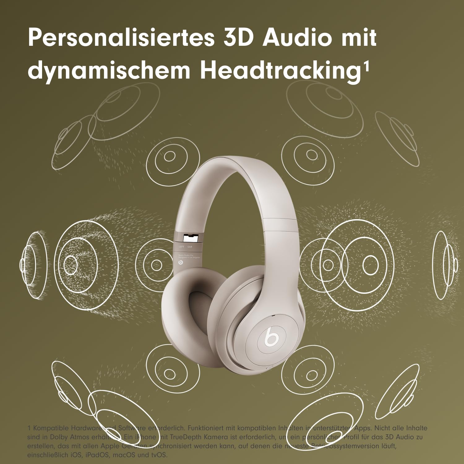Beats Studio Pro – Kabellose Bluetooth Noise Cancelling Kopfhörer – Personalisiertes 3D Audio, USB-C verlustfreies Audio, Apple & Android Kompatibilität, Bis zu 40 Stunden Wiedergabezeit - Sandstein