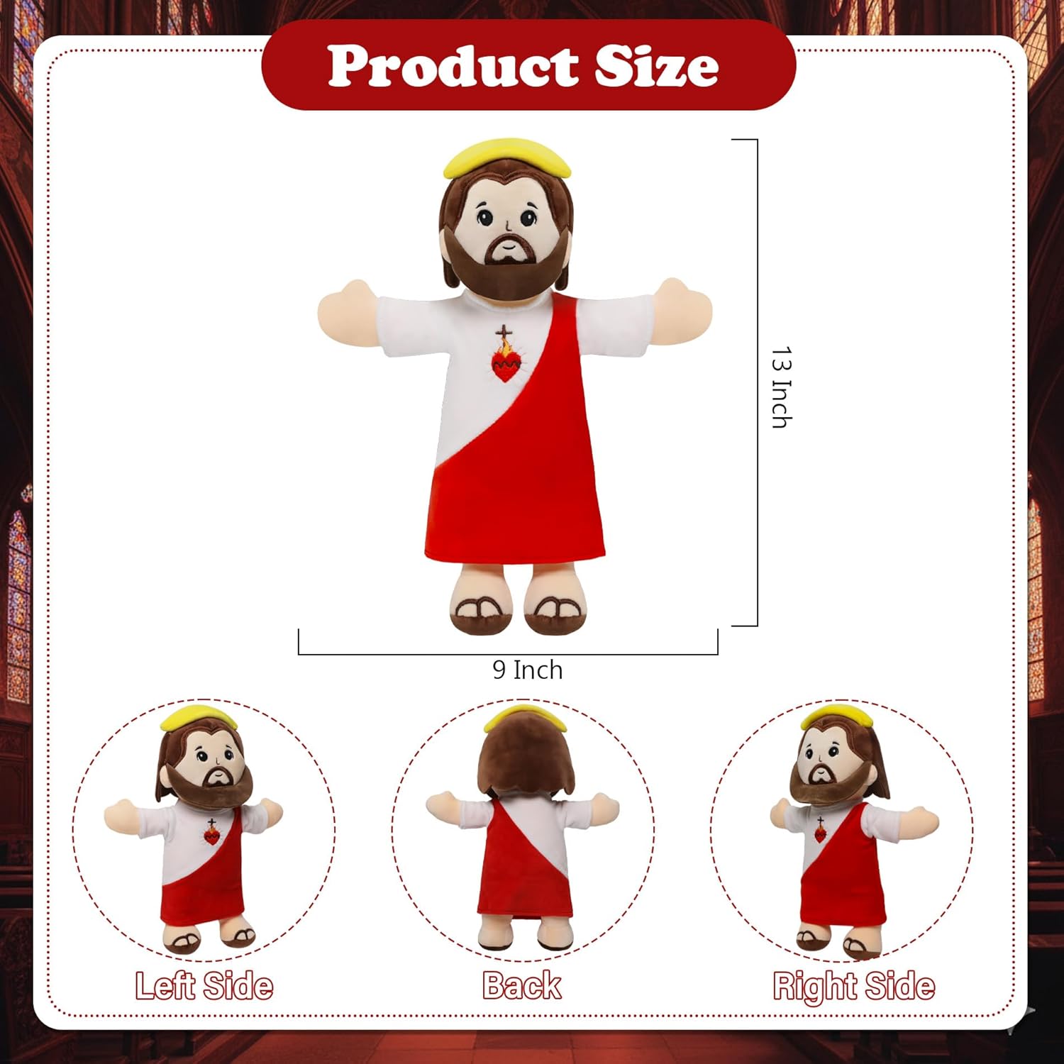 Jesus Plush Christianity Stuffed Animal – Sacred Heart Savior Stuffed Doll Christian Baby Toy for Church Sunday School Religious Gift for Children Kids Adult 13 Inch