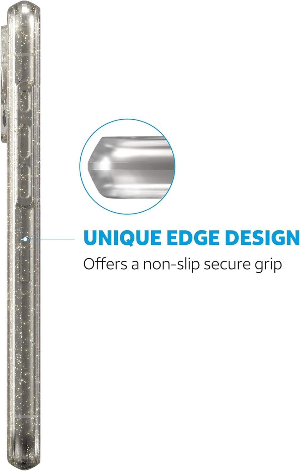 AT&T Essentials Professional Edge Shield Compatible with iPhone 16 Pro Max Clear Glitter Case Magnetic Drop Protection Anti-Scratch TPU Slim Design - Image 5