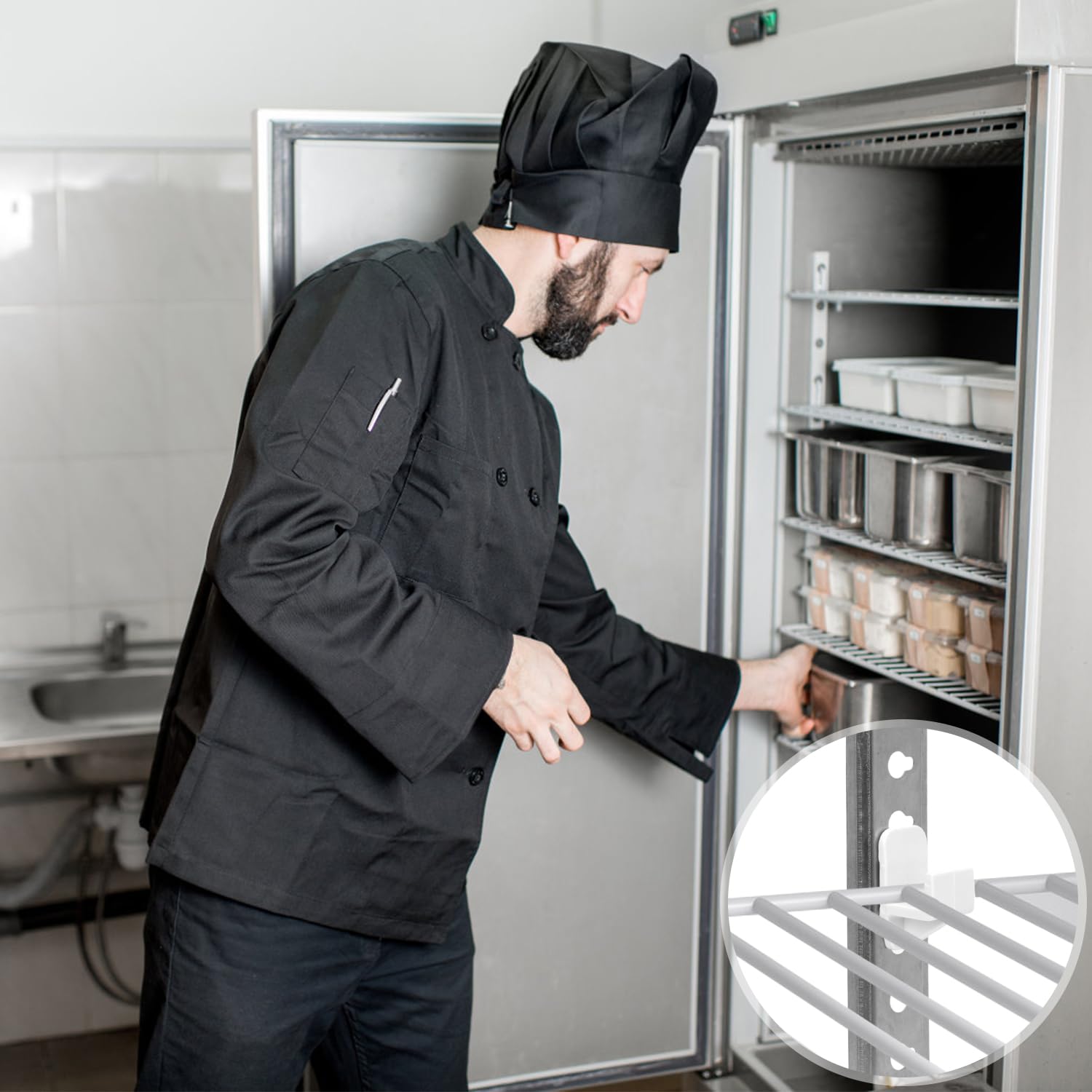14stk Kunststoff Kühlschrankregalklammern, Gefrierschrankregalklammer Kühlregalhalterung Kommerzielle Regalklammer für Kühlschrank (Weiß)