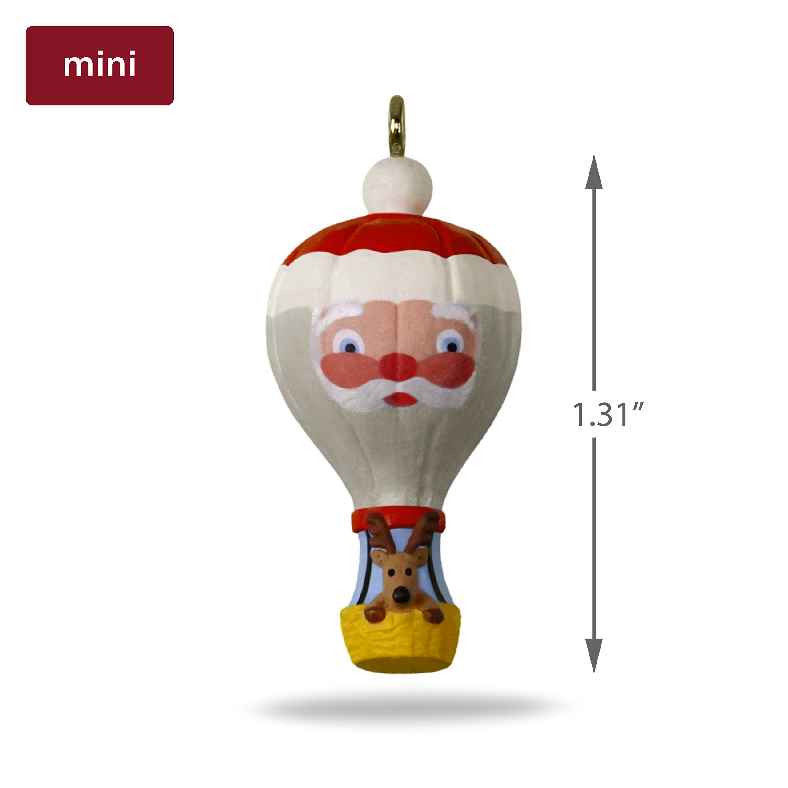 Hallmark Keepsake mini ozdoba świąteczna 2018 rok data, Mikołaj gorące powietrze balon Up and Away miniatura, 3,5 cm