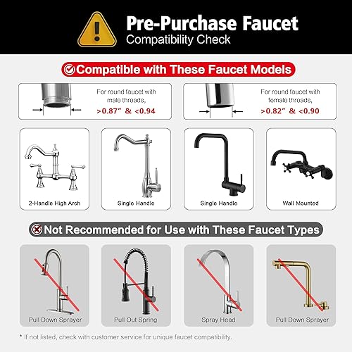 Miniatura 7 de sumerain Filtro de agua reductor de plomo para grifo de fregadero, sistema de filtración de agua de montaje vertical en grifo, reduce el 99% de