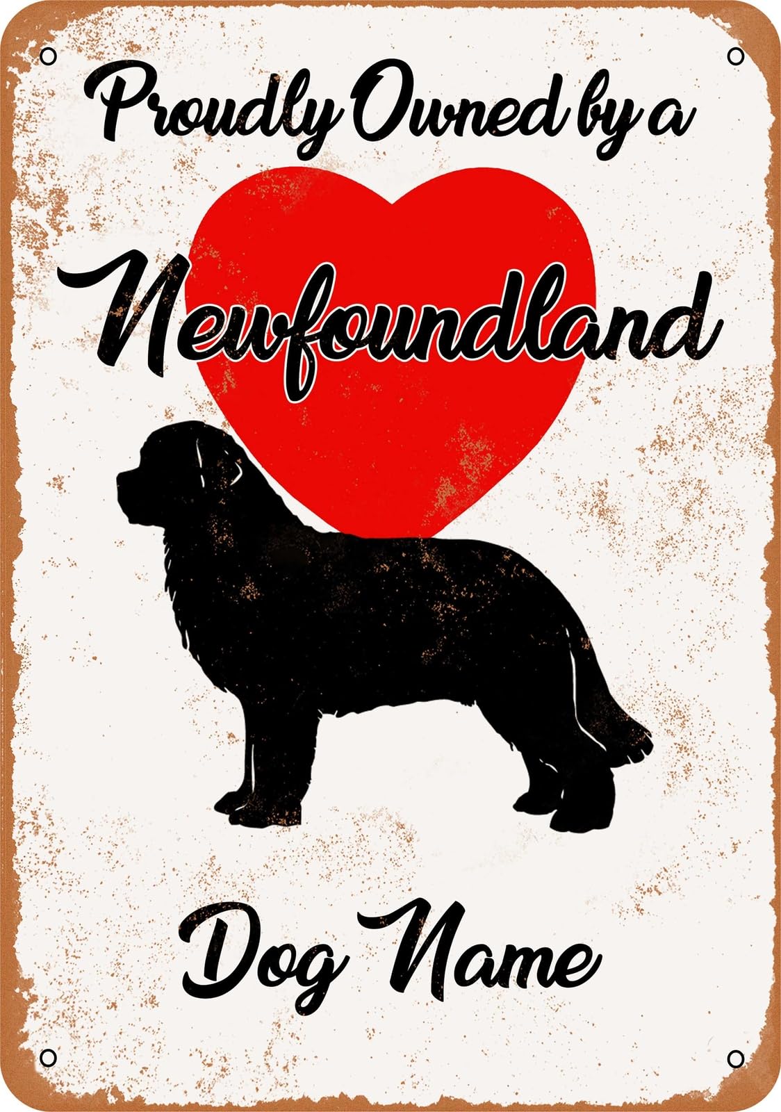 Metal Sign - CUSTOM DOG NAME - Newfoundland 2 - Vintage Look home decor