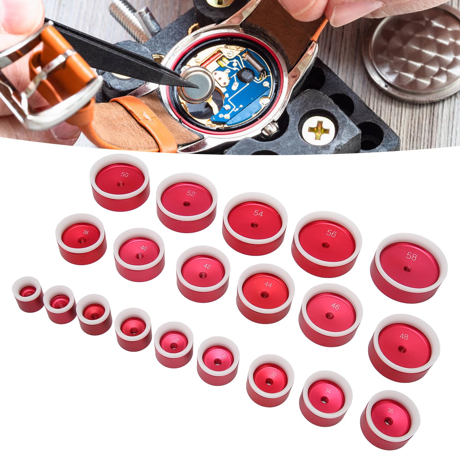 YUYTE Uhren Bezel Werkzeug Set,20tlg Uhr Einpresswerkzeug Uhrenschieber Uhrenreparatur Kit mit Aluminium Gehäuseeinsätzen (20-58 mm), Batteriewechsel & Reparatur Werkzeug