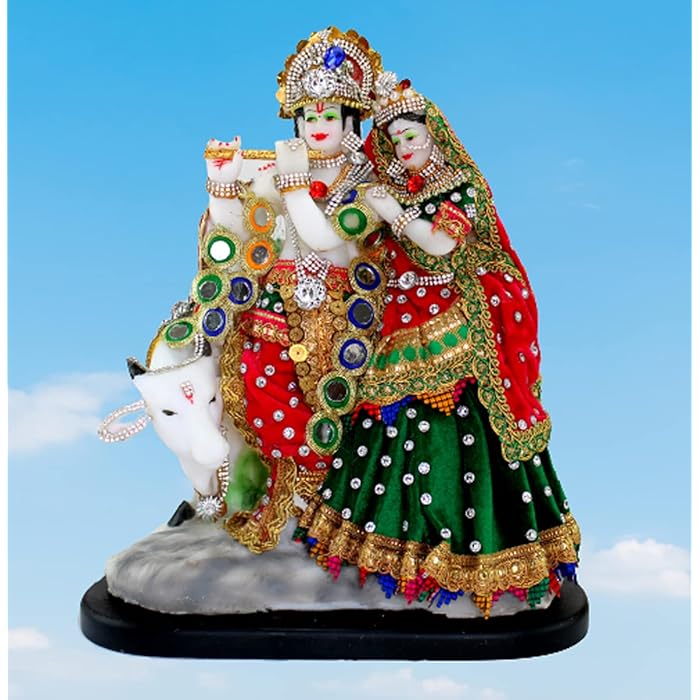 Buy eSplanade Resin Radha Krishna with Cow Murti 11 inches Krishn
