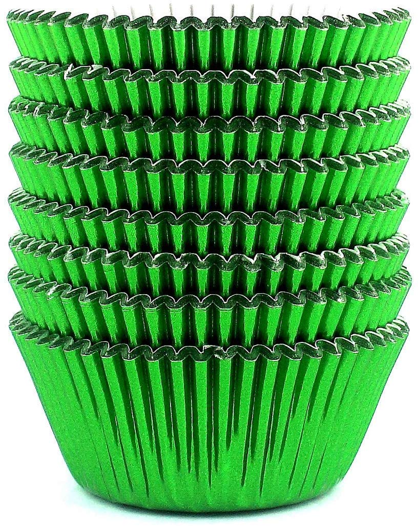 EPARTY-100 PCS Green Foil Metallic Cupcake Case Liners Baking Muffin Paper Cups