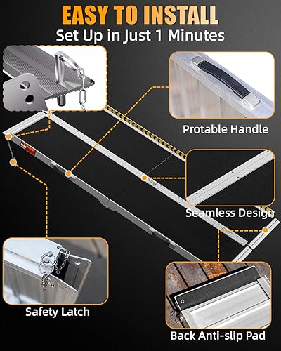 Miniatura 3 de VNN Rampa portátil para silla de ruedas de 6 pies, rampas de aluminio antideslizantes sin costuras para sillas de ruedas para el hogar, rampas para