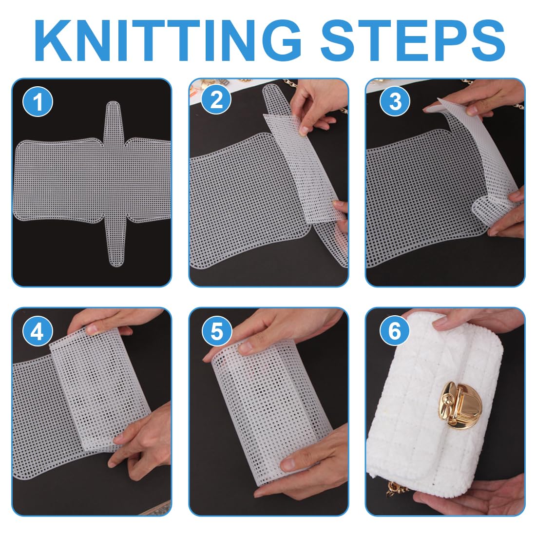 Set 4 Fogli Rete Plastica Per Borse Uncinetto - 15x23cm E 18x26cm | DIY - Foto 11