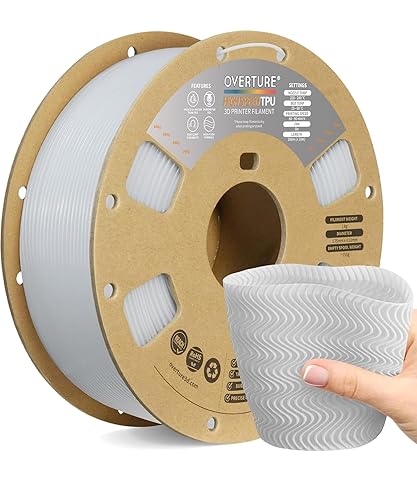 OVERTURE High Speed TPU Filament 1.75mm Flexible TPU Roll, 95A Soft 3D Printer Filament, 1kg Spool (2.2 lbs), Dimensional Accuracy +/- 0.02mm (HS TPU White) - Hs White