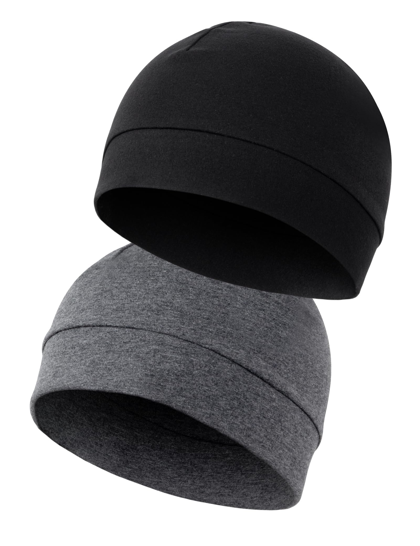 MELLIEX 2 Piezas Gorro para Hombre Mujer, Transpirable Algodón Running Skull Cap Multifuncional Gorro Bajo Casco para Ciclismo Moto
