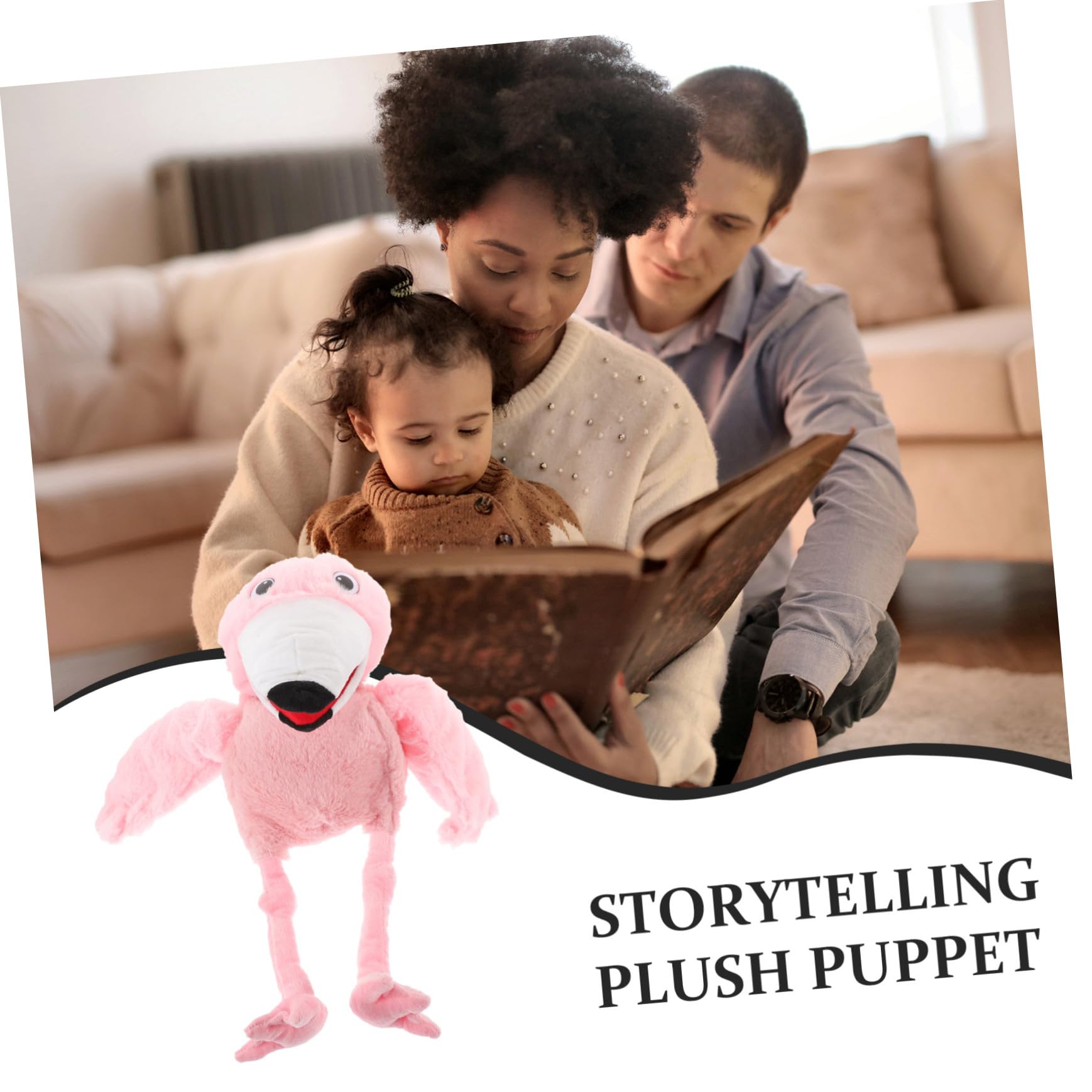 Hemobllo Burattino da Mano Facile da Pulire per Raccontare Storie Giocattolo Interattivo Fenicottero in Peluche Rosa Cotone Pp e Adatto a Giochi Educativi per Ragazzo Ragazza
