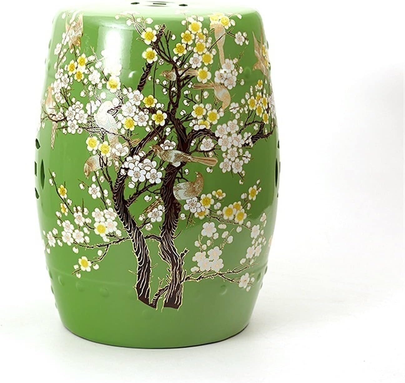 Decorative garden stools, Ceramic Decorative Stool, Oval Glazed Flower Pattern, Drum Stool Suitable for Gardens, Courtyards and Lawns, HBJJ-987811