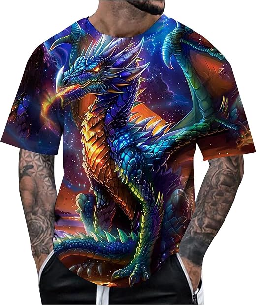 Per uomo Animale Drago Maglietta Maglietta grafica Manica Corta maglietta Stampa 3D Girocollo Camicia Designer Casual All'aperto Vacanza Quotidiano Gi