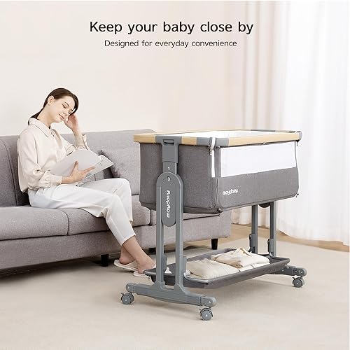 Miniatura 6 de Maydolly Baby Bassinet Bedside Sleeper, 3-in-1 Bedside Crib, Portable Bassinet with Mattress & Breathable Mesh, 7 Height Adjustable Baby Bed,