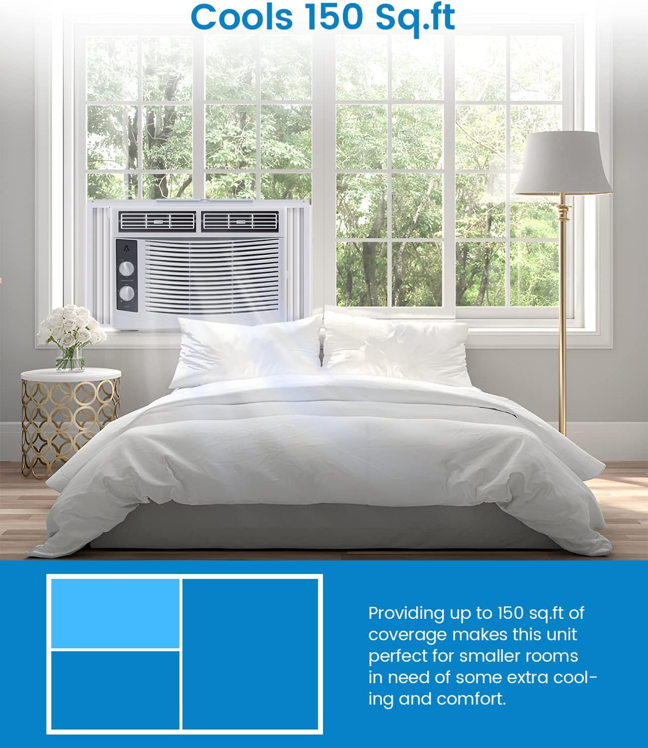 Aire Acondicionado De Ventana WiFi De 6000 W, Unidad De Aire Acondicionado Inteligente con Control Remoto Y Aplicación, Temporizador, Kit De Fácil Instalación, Enfría Habitaciones De hasta 350