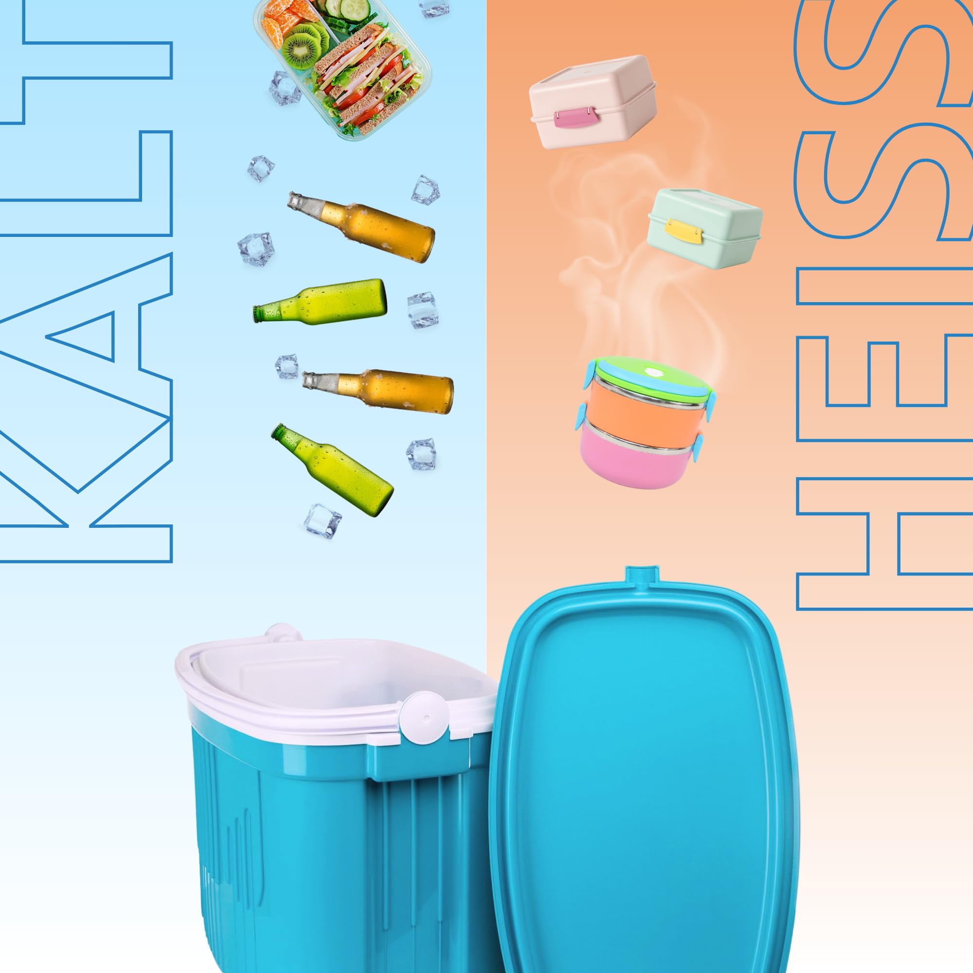 Kühlbox Passiv 42L – Große Isolierbox & Thermobox für Camping, Picknick & Festivals, Ohne Strom, mit starker PU-Isolierung, Outdoor Kühltasche für unterwegs – Kamai Coolbox