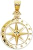 Charm America - Gold Petite Compass Charm - 10 Karat Solid Gold -Compass Jewelry