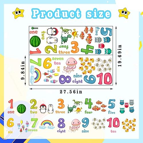 Miniatura 2 de ALIBBON Calcomanías de pared con números de animales para niños, calcomanías de alimentos, calcomanías de pared extraíbles para niños, calcomanías