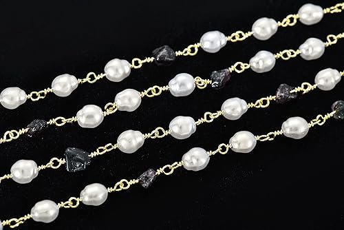 Vista 40 de KAOYOO 2 Yard Heart Shaped Acrylic Bead Bohemian Style Beaded Gold Chain for Wedding Decor Sewing Crafts, DIY Accessories Embellishments(2 Yard Gold)