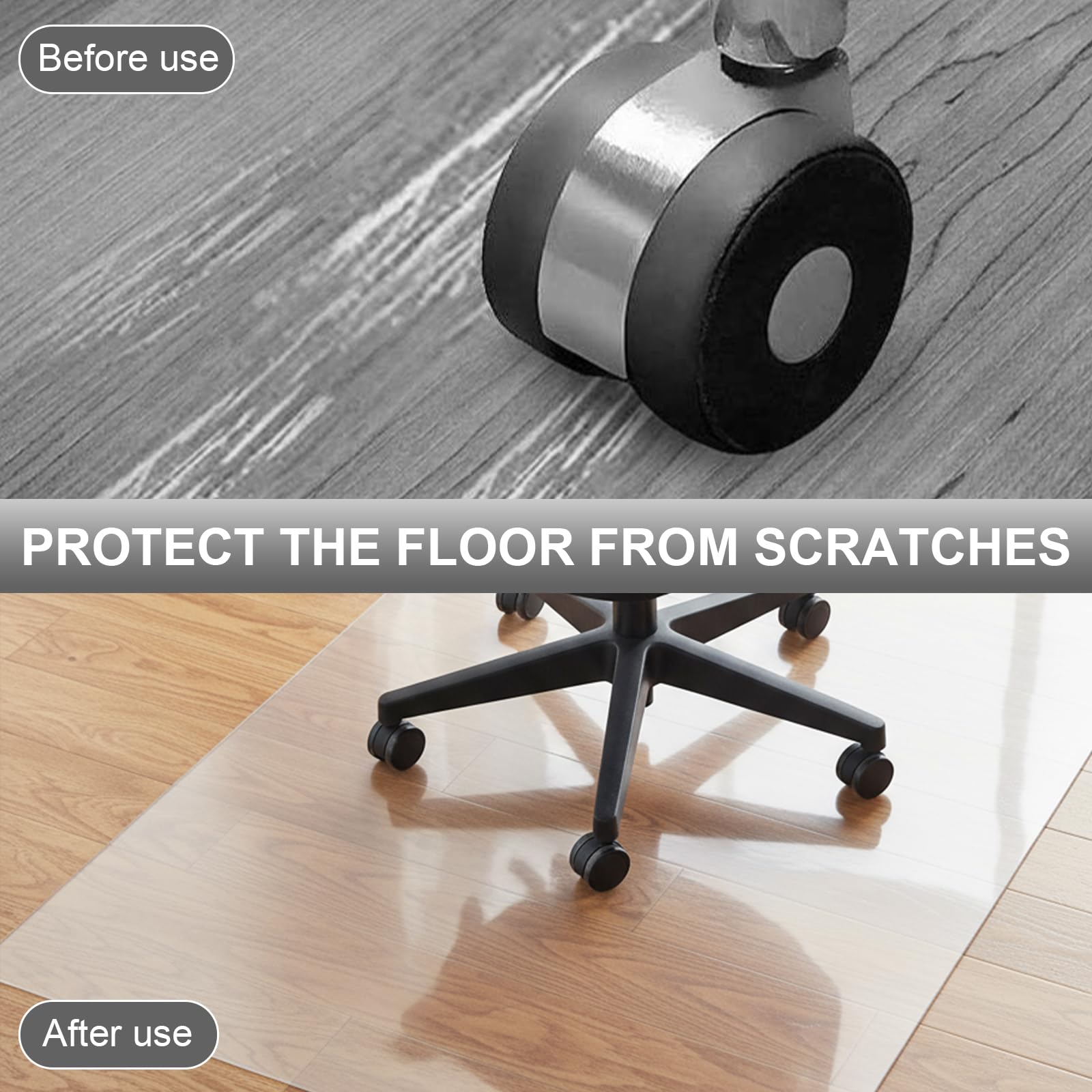 Tappetino per Sedia da Ufficio per Pavimenti Duri, PVC Trasparente, Resistente Protezione per Pavimento per Casa o Ufficio, Facile da Pulire, Impermeabile, per Scrivania e Sedia (80 * 120 cm)