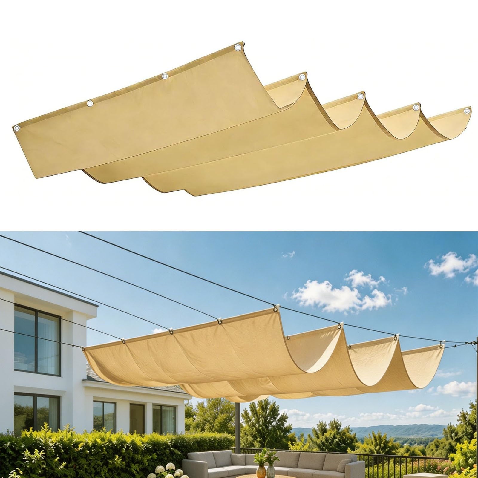 Voile ombrage rétractable contre le vent et la pluie toile indéchirable 4m